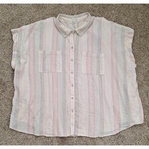 Wonderly Women's 4X Sleeveless Cotton Blend Striped Top